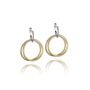 עגילים אומנותיים חישוקים בשיבוץ אבנים קטנות