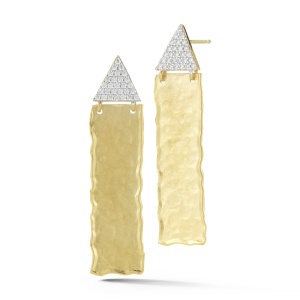 עגילים אומנותיים מלבן עם משולש משובץ