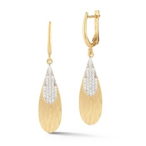 עגילים אומנותיים טיפה בשיבוץ אבנים קטנות