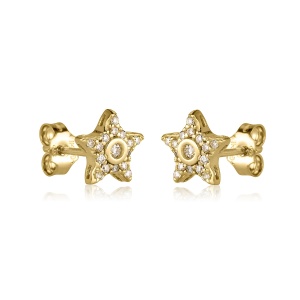 עגילי כוכב בשיבוץ אבנים קטנות