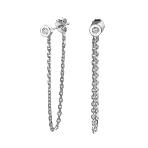 עגילי שרשרת תלויה בשיבוץ אבן