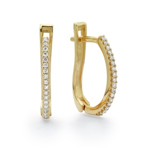 עגילי בננה בשיבוץ שורת אבנים