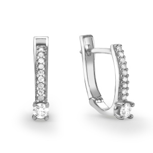 עגילי בננה בשיבוץ אבן ושורת אבנים קטנות