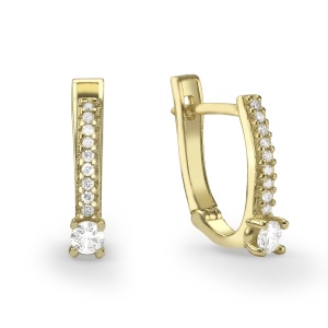 עגילי בננה בשיבוץ אבן ושורת אבנים קטנות