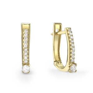 עגילי בננה בשיבוץ אבן ושורת אבנים קטנות