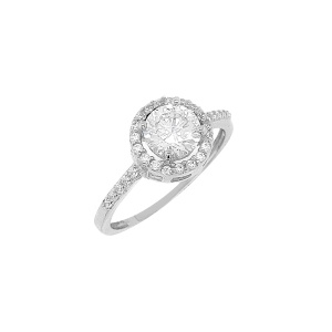 טבעת שמש קלאסית עם שיבוץ בצדדים