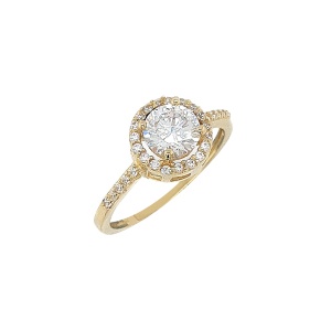 טבעת שמש קלאסית עם שיבוץ בצדדים