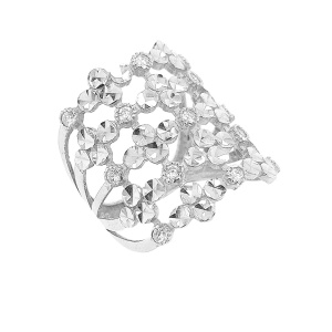 טבעת שורות פרחים עם זרקונים ונצנץ