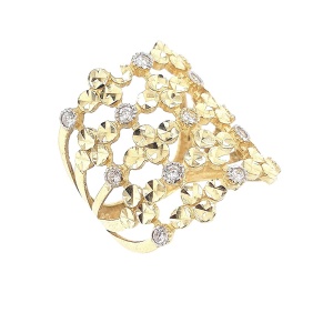 טבעת שורות פרחים עם זרקונים ונצנץ