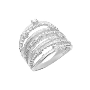 טבעת שורות נצנץ כדורים עם שיבוץ זרקונים