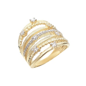 טבעת שורות נצנץ כדורים עם שיבוץ זרקונים