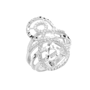 טבעת שמיניות מעוצבת עם שיבוץ זרקונים