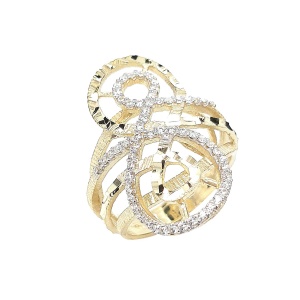 טבעת שמיניות מעוצבת עם שיבוץ זרקונים