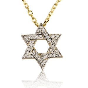 תליון מגן דוד בשיבוץ אבנים קטנות