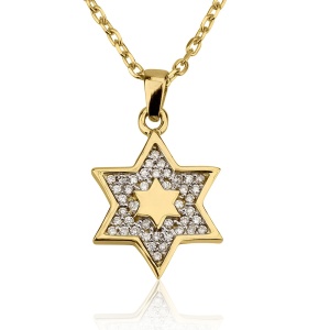תליון מגן דוד בשיבוץ אבנים קטנות