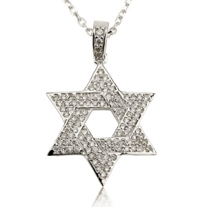 תליון מגן דוד משובץ אבנים קטנות