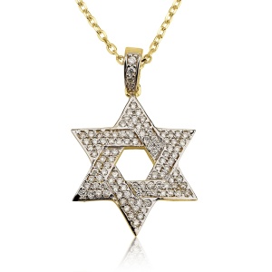 תליון מגן דוד משובץ אבנים קטנות