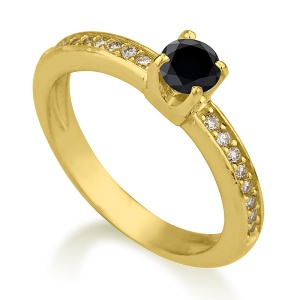 סוליטר 4 שיניים יהלום שחור, שיבוץ שורה מסביב