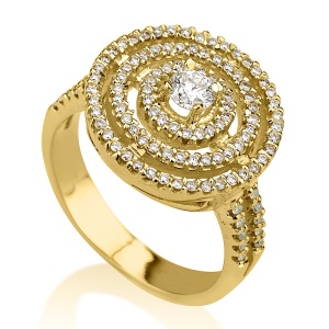 טבעת שמש עם אבן מרכזית, 3 שורות מסביב 2 שורות בצדדים