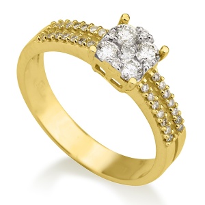 סוליטר אינוויזיבל שיבוץ שתי שורות בצדדים