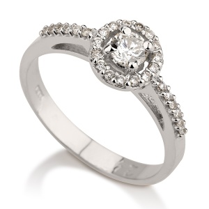 סוליטר שיבוץ 4 שיניים ואבנים קטנות מסביב ובצדדים