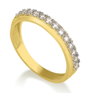 טבעת שורה חצי משובצת