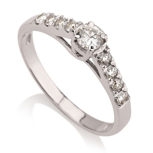 סוליטר 4 אבנים ושיבוץ אבנים קטנות בצדדים