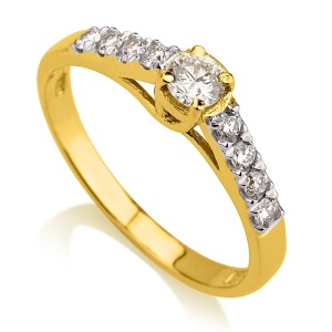 סוליטר 4 אבנים ושיבוץ אבנים קטנות בצדדים