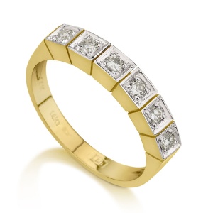 טבעת שורה עם שיבוץ של 6 אבנים