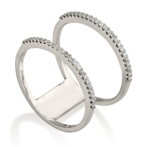 טבעת שתי שורות משובצת אבנים קטנות