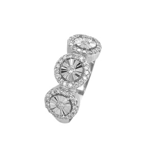 טבעת שלושה עיגולים בשיבוץ אבנים קטנות