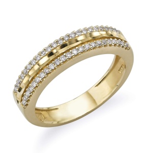 טבעת שורות משובצת אבנים קטנות