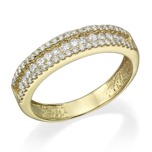 טבעת שורות משובצת אבנים קטנות