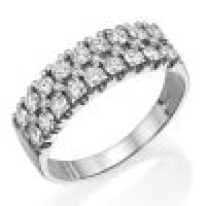 טבעת שתי שורות בשיבוץ אבנים