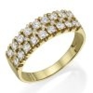 טבעת שתי שורות בשיבוץ אבנים