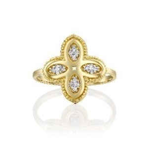 טבעת תלתן בשיבוץ אבנים קטנות