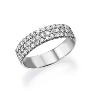 טבעת שלוש שורות בשיבוץ אבנים קטנות