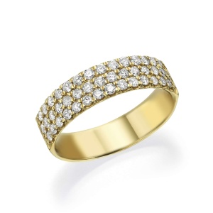 טבעת שלוש שורות בשיבוץ אבנים קטנות