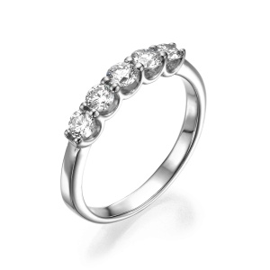 טבעת שורה בשיבוץ חמש אבנים